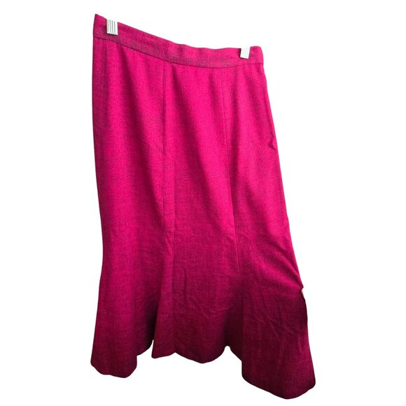 Vintage Fuchsia A-Line Midi Skirt 1940s Raw Silk With Lining Handmade Flair HS14 - Picture 3 of 6